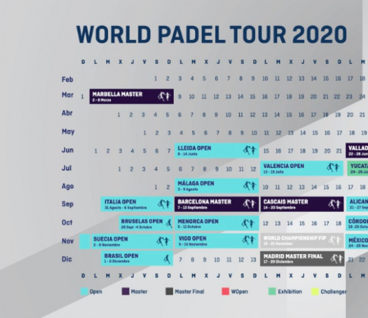 ワールドパデルツアー2020のカレンダー。