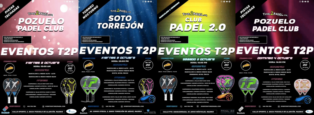 The offer of Time2Padel Tournaments.