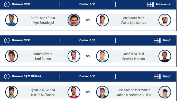 Alicante Open: Orden de Juego de la primera jornada