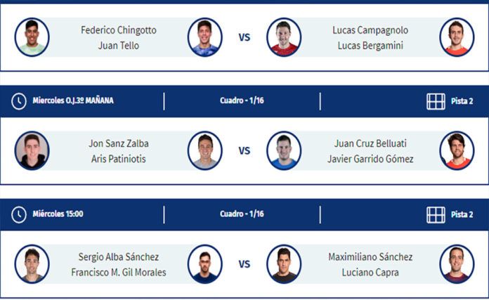 Alicante Open: Orden de Juego de la primera jornada