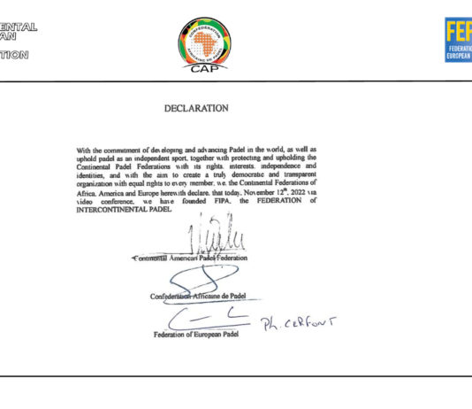 Comunicado Federación de Pádel Intercontinental