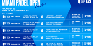Partidos segunda jornada dieciseisavos Miami Padel Open