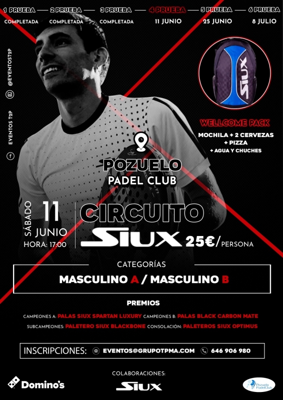 4 prueba Circuito Siux 2022 - sábado 11 junio & Pozuelo Pádel Club