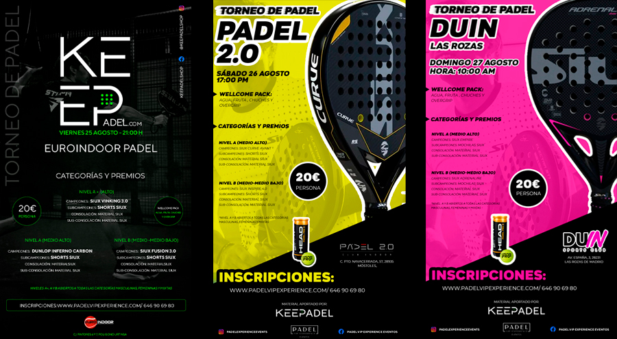Gegen die Hitzewelle drei Indoor-Paddle-Tennisturniere in Madrid!